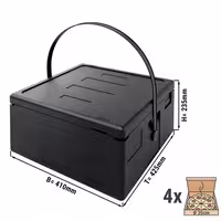 Termobox / Pizza Taşıma Kutusu - 410x425x235mm - 4 Pizza Ø35cm için
