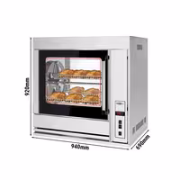 Electric Basket Rotisserie Oven - 6.9kW - with 4 Rotary Baskets for up to up to 20 chickens