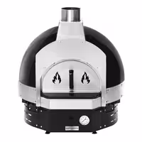 Wood-Fired Pizza Oven - Single Deck - 3 × Ø 30 cm - Black - up to 400°C - with Base frame