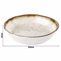 (6 adet) Tatlı / Salata Kasesi - Melamin - STONE ART - 0,6L - köşeli - 200x200mm - Derinlik:45mm - Beyaz/Kahverengi