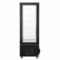 4-Sided Glass Display Fridge - 340L - 650mm - Double glazing - square - with 5 adjustable glass shelves - 1 rear glass door - Black
