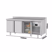 Commercial Counter Fridge PREMIUM PLUS - 1960x700mm - with 3 doors - with upstand - capacity 465 litres