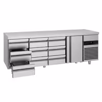 Commercial Counter Fridge PREMIUM - 2330x700mm - with 1 door - 9 drawers - capacity 632 litres