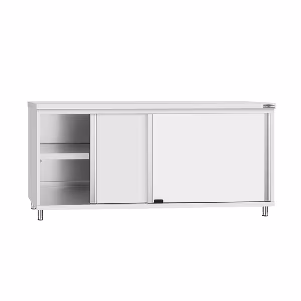 Masă de lucru tip dulap din oțel inoxidabil ECO - 1800x700 mm - uși glisante