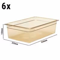 (6 komada) CAMBRO | H-PAN™ - GN posuda 1/1 otporna na vrućinu - Jantar - Dubina 150 mm