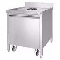 Poubelle - Carénée, avec conteneur à roulettes - 700x970x700mm - avec ouverture d’insertion, bac intérieur amovible, fermeture douce - Acier inoxydable