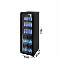 GASTRO-COOL | Rashladna vitrina za pića - 418 mm - 140 l - uski - s 1 staklena krilna vrata & LED osvjetljenjem - crni