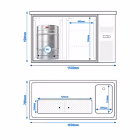Direct Draw Beer Dispenser / Kegerator PREMIUM PLUS - 1550x700mm - Double Solid Doors