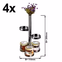 (4 adet) Reçellik Standı - 5 raflı - Paslanmaz Çelik - Ø 110mm - Yükseklik:200mm