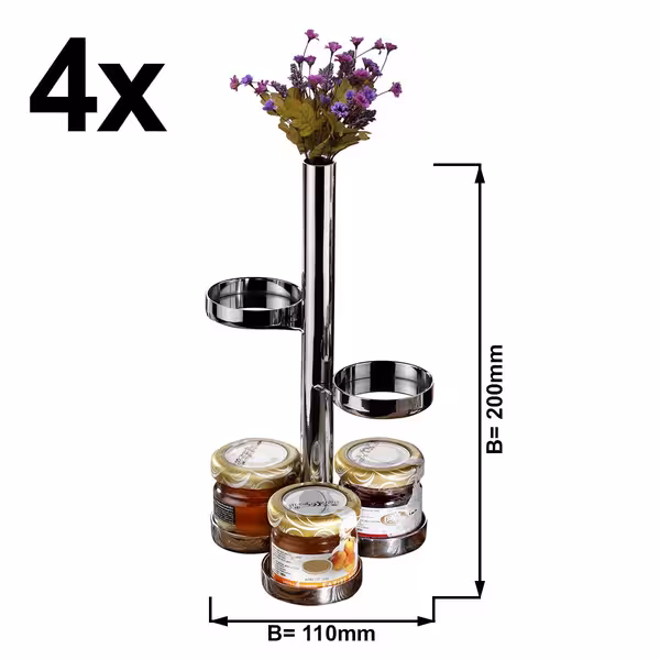 (4 adet) Reçellik Standı - 5 raflı - Paslanmaz Çelik - Ø 110mm - Yükseklik:200mm
