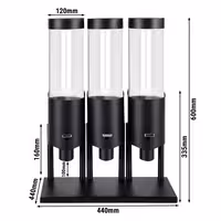 Commercial Cereal Dispenser - triple - Lever Dispense - 3 Plastic Containers - Black