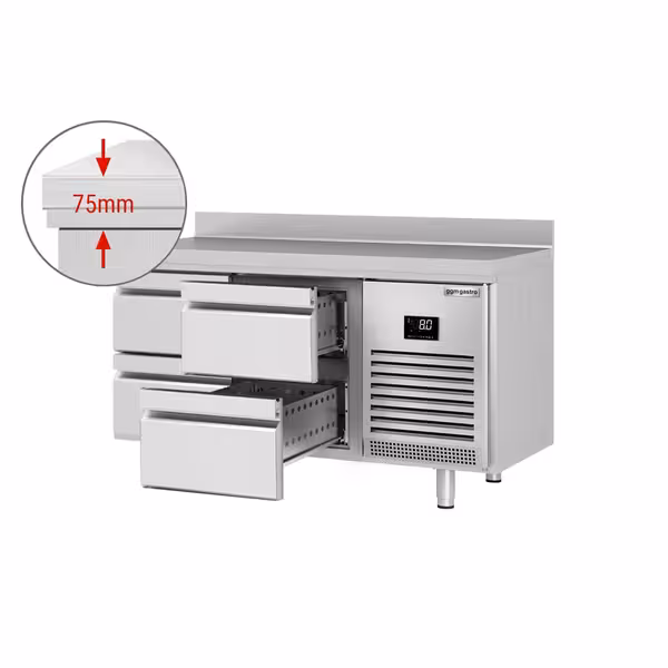 Rashladni pult PREMIUM PLUS - 1468x600 mm - 250 l - s 4 ladica - Ventilirano hlađenje - Podignuti rub