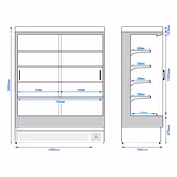 Commercial multideck display fridge - 1524mm - 693L - with 2 sliding glass doors & 4 shelves - Black