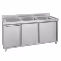 ECO umivaonik – 1600 x 600 mm – s košem za otpad i dvije zdjele s desne strane