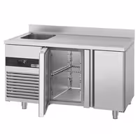 Rashladni pult PREMIUM - 1430x720 mm - 270 l - Ventilirano hlađenje - s 2 vrata - s 1 korita - Leđni podignuti rub