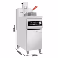 Indukcijska friteza - 30 L - 10,0 kW - elektroničko upravljanje - s automatskim podizanjem košare - s ormarićem s 1 vratima