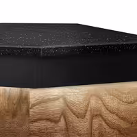 Eck-Kassentisch TORONTO - 1570mm - Holzfront - schwarze Granit-Arbeitsplatte