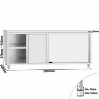 Armário de Trabalho em Aço Inoxidável ECO - 2000x700mm - com portas de correr