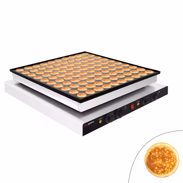 Waffle Makinesi - Tekli - Manuel Zamanlayıcılı - 3kW - Şekil: Poffertjes / Pankek - Ø 42mm - 100 adet için - Sabit Plakalı - pişirme plakaları teflon kaplamalı