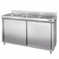 Sudoper s ormarićem PREMIUM - inox - 1400 x 600 mm - sa 2 korita - korita lijevo