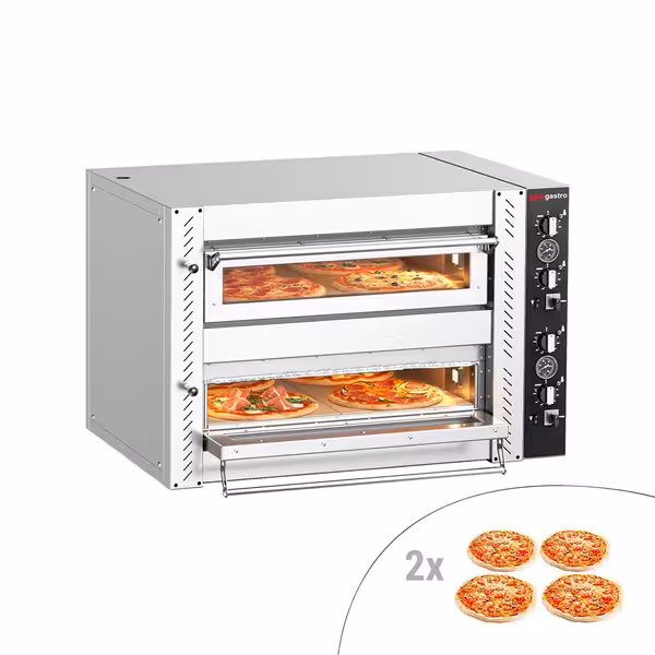 Electric Deck Pizza Oven - Twin Deck - Refractory Stone Deck - 4+4 x Ø 34cm (13.4") - Mechanical Controls - up to 450°C