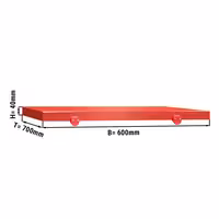Vágódeszka - 600x700 mm - Vastagság: 40 mm - HACCP - HDPE 500 - piros - 4 stopperrel - csúszásgátló, higiénikus
