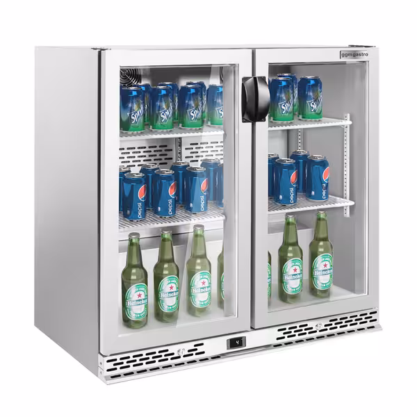 Barski hladnjak - 900 mm - 220 l - s 2 staklena vrata - inox