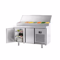 Table réfrigérée de préparation pour boulangerie - avec 2 portes - dimensions de compartiment EN - superstructure en inox 9x GN 1/4