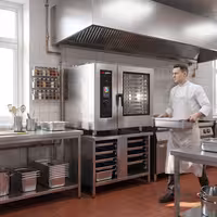 Commercial Gas Combi Oven – Touch Control – 20 × GN 1/1 – with Automatic Cleaning System, Core Temperature Probe, Boiler, Rack