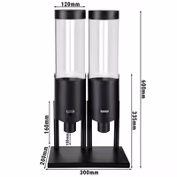 Commercial Cereal Dispenser - double - Ø120mm - Lever Dispense - Stainless Steel Stand - Black