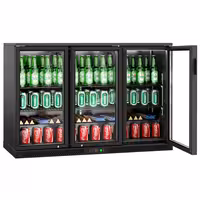 Commercial Back Bar Cooler - 1350mm - 320L - with 3 glass hinged doors - Black