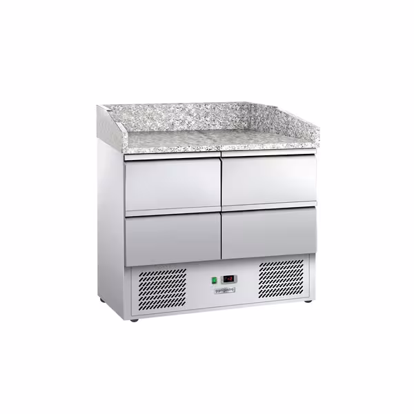 Commercial Pizza Prep Counter - Granite Top ECO - 935x700mm - with 0 doors & 4 drawers
