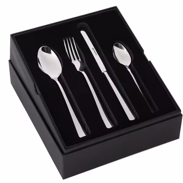 Cutlery set - Giancarlo - 18/10 stainless steel - Knife224mm; Fork205mm; Spoon205mm; Dessert spoon164mm - incl. cutlery box - Mirror - 24-piece set - For 6 people
