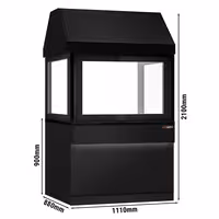 Charcoal Grill TORONTO - 1100mm - Black Front - Black Granite Worktop - tempered glass front - 2 grill grates