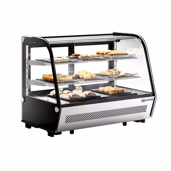 Pöytämallinen kylmävitriini - 160 l - 874 mm - pyöreä - 2 hyllyä - LED-valaistus - liukuovet