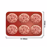 Preša za frikadele / hamburgere[ za 6 veličine] - plastika - Ø 12 cm - crvena - 6 rupa - 175 g - BEZ kalupa za pljeskavice