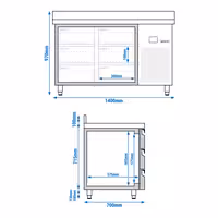 Commercial Counter Fridge PREMIUM - 1400x700mm - with 6 drawers - with upstand - capacity 281 litres
