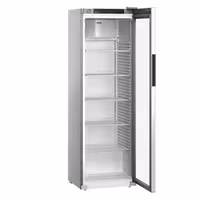 LIEBHERR | Szafa chłodnicza PERFORMANCE – 400 L – od +1 do +15 °C – z wnętrzem z tworzywa sztucznego i 1 drzwiami szklanymi – szara