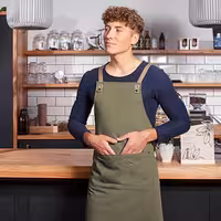 (6 pieces) KARLOWSKY | Adjustable Cross-Back Bib Apron Urban Nature – Moss Green - 700×850 mm