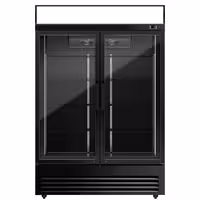 Commercial Beverage Display Fridge - 1295mm - 880 Litres - with 2 hinged glass doors - LED lighting - digital controller with temperature display - Black - Temperature range 2 to 8 °C