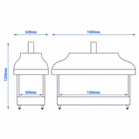 Copper Charcoal Grill - 1500mm - 1 Grill Grate - Grate Size: 1300x500mm