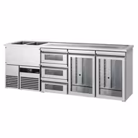 Pivski šank PREMIUM - 2500x700 mm - 2 Staklena vrata & 3 Staklene ladice