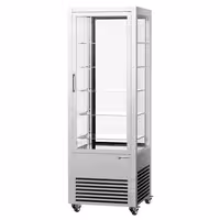 4-Sided Glass Display Fridge - 440L - 675mm - Double glazing - square - with 5 glass shelves - 1 front & 1 rear glass door