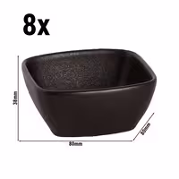 (8 pcs) Bowl - Universe - Porcelain - 125ml - square - 80x80mm - Black