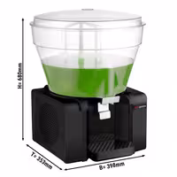 Commercial Ayran / Juice Dispenser - polycarbonate tank with tap & paddle agitation - 50 Litres - 400W - for frothy Ayran - Black - incl. drip tray
