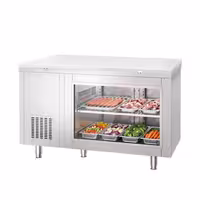 Hladni pult – 1400 x 700 mm – 2 vrata straga – s staklenom prednjom stranom – uključujući bijelu dasku za rezanje