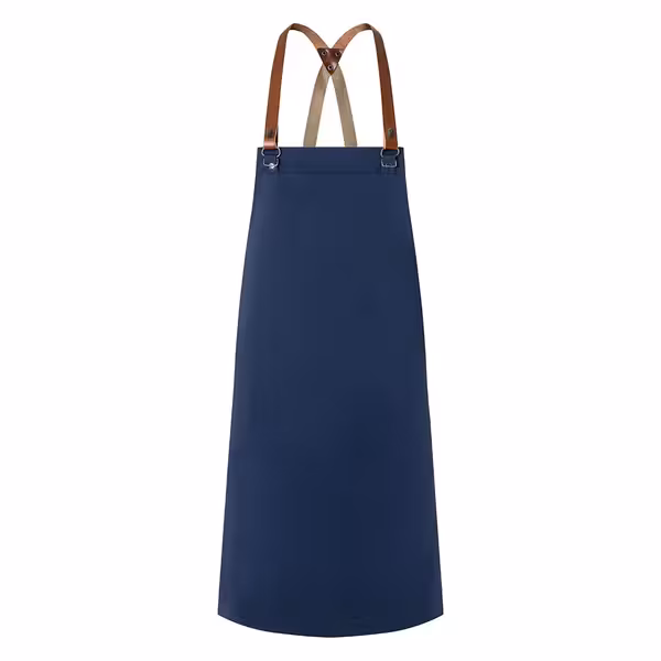 KARLOWSKY | Recycled Bib Apron Green Generation Cross-Back Leather Straps – Steel Blue - 70x85 cm