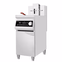 Indukcijska friteza - 30 L - 10,0 kW - elektroničko upravljanje - s automatskim podizanjem košare - s ormarićem s 1 vratima