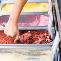 Ice Cream Display Freezer | EMMA - 1190mm - Ventilated cooling - with LED lighting - for 6 x 5 litres Napoli pans or 4 x 7 litres - Black - rear sliding doors