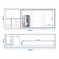 Pivski štand PREMIUM - 2500x700 mm - 3 Staklena vrata